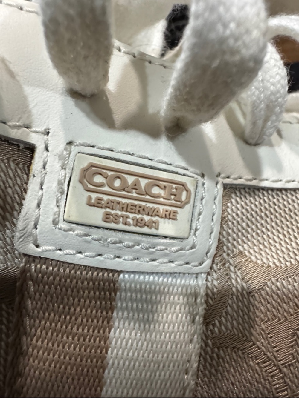 COACH Beige and White Signature Low-Profile Sneakers - Picture 2 of 10